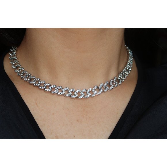 Iced Out Diamond CZ Miami Cuban Link Chain, 9mm Cuban Link Choker - Picture 5 of 7